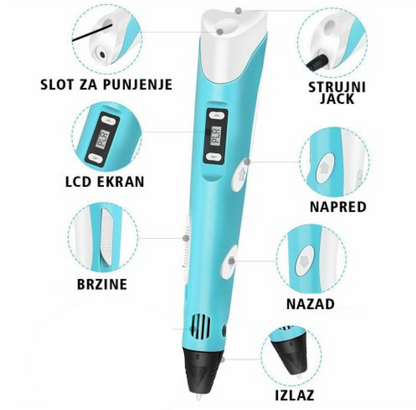 3D Olovka za modeliranje sa LED indikatorom