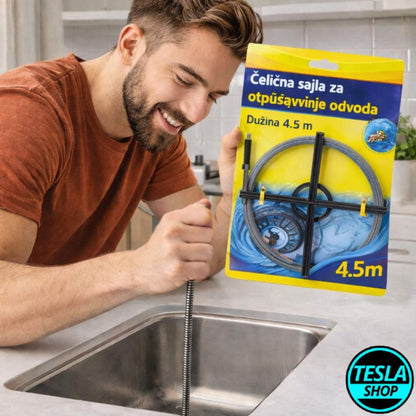 Čelična sajla za otpušavanje odvoda 4.5m – fleksibilni čistač cevi