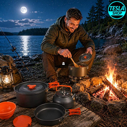 Set aluminijumskog posuđa za kampovanje – lagan, kompaktan i spreman za avanturu