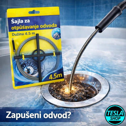 Čelična sajla za otpušavanje odvoda 4.5m – fleksibilni čistač cevi