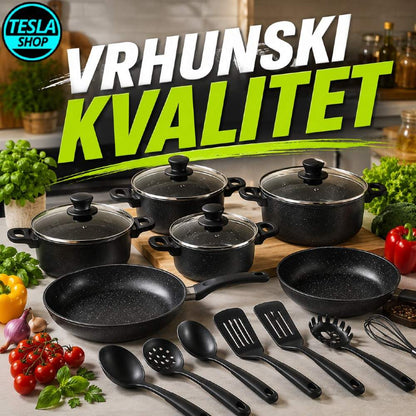 Granitni nelepljivi set šerpi 13 delova – za sve vrste šporeta